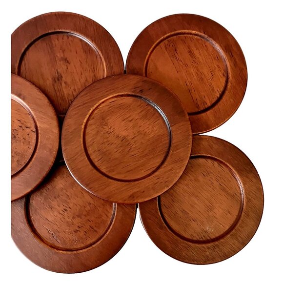 SET of 8 - Pier 1 One Medium/ Dark Wood Grain Coasters - Picture 12 of 12